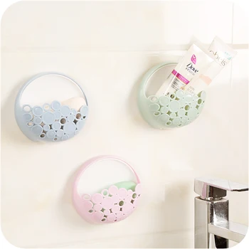 

Simple and stylish wall-mounted soap holder Drain, strong sucker kitchen storage rack for office