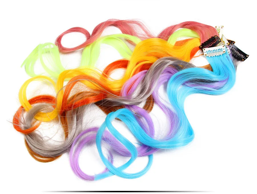 Alileader, длинные объемные волнистые накладные цветные волосы на заколках, яркие радужные волосы, розовые синтетические волосы на заколках