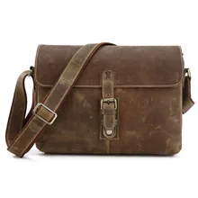 High Quality 100% Guaranteed Genuine Leather Bag Men Crazy Horse Leather Messenger Bags Shoulder Bags Men Travel Bags #VP-J7084