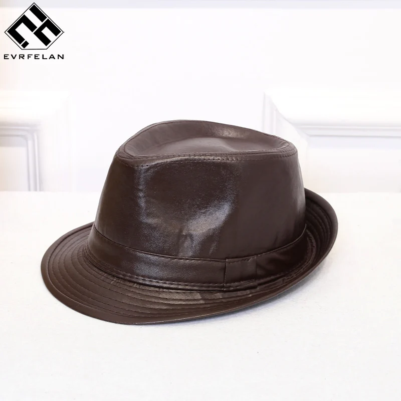Buy New Fashion Fedoras Leather Men Solid Small Fedora