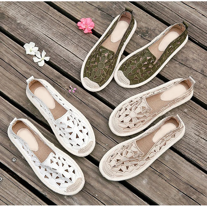 MCCKLE/Женская обувь на плоской подошве; Мокасины с цветами и вырезами; женские эспадрильи; Летние повседневные рыбацкие ботинки на платформе; обувь