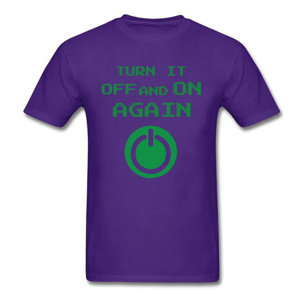 Brand Printed Casual Short Sleeve T Shirts ostern Day Crewneck 100% Cotton Tops Tees for Men Tee Shirt Casual Wholesale Turn it Off and On Again purple