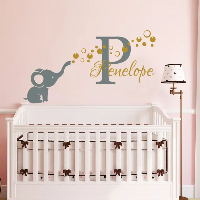 Yoyoyu Vinyl Wall Decal Elephant Personalized Name Sticker For Yoyoyu Vinyl Wall Decal Elephant Personalized Name Sticker For Kids Room Decoration Nursery Mural