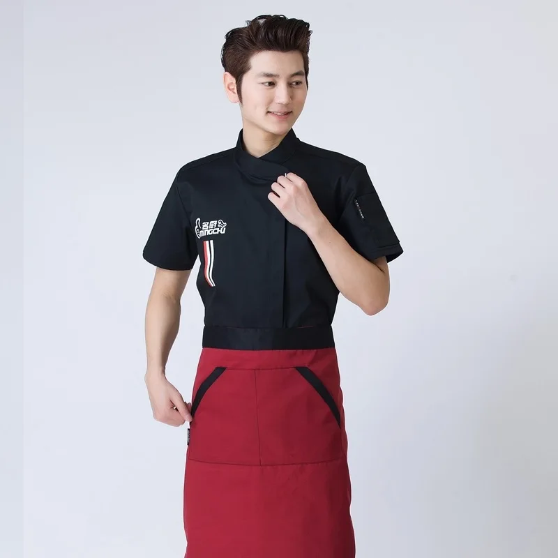 

New 3 Color Chef Service Short- Sleeved Hotel Chef Work Clothes Summer Western Restaurant Bread Baking Hotel Kitchen
