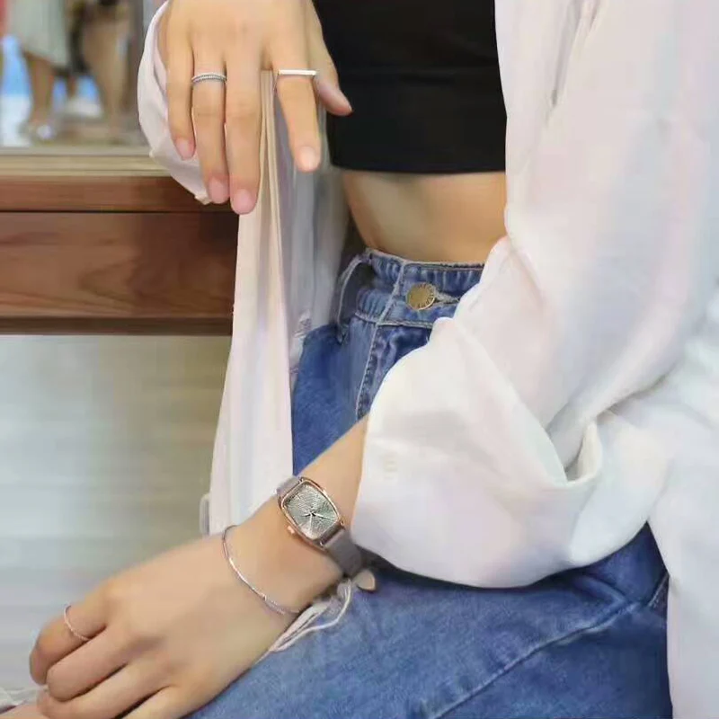 Lady Women's Watch Japan Quartz Hours Fashion Wave-like Clock Leather Bracelet Modern Classic Girl Birthday Gift Julius Box