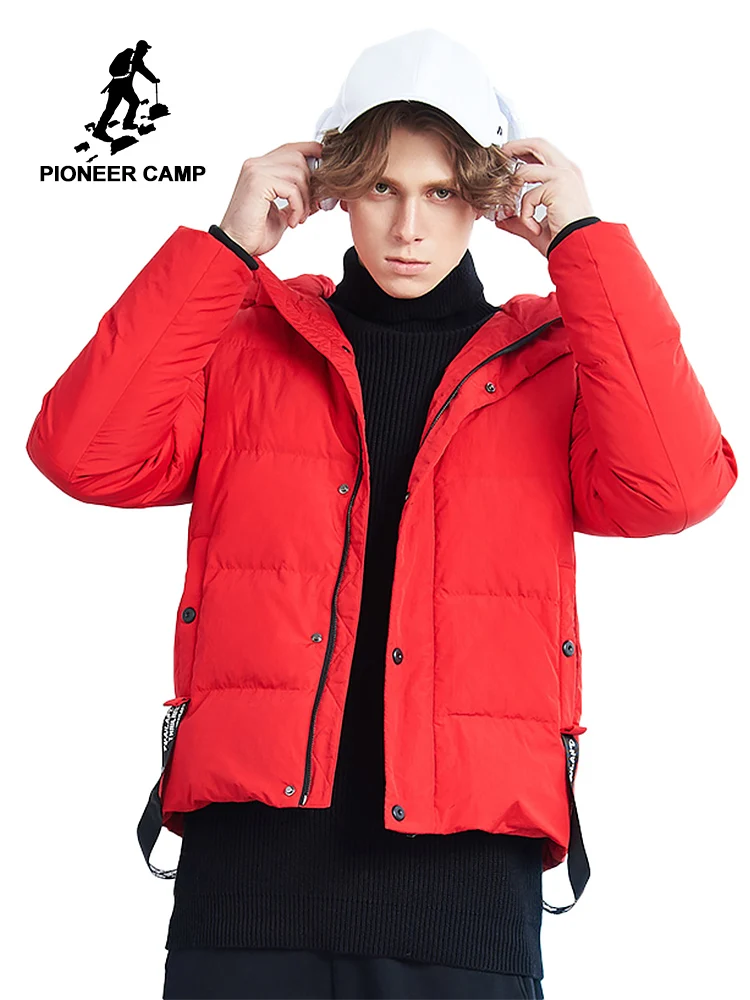 

Pioneer Camp 2018 new down jacket men brand clothing thick warm duck down coat male top quality red black AYR801403