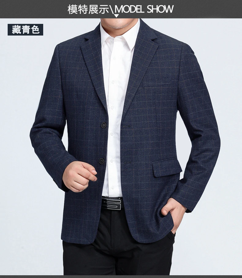 WAEOLSA для мужчин проверьте узор пиджаки для женщин темно синие серый шерсть пиджаки человек шерстяной Блейзер Smart Повседневная одежда
