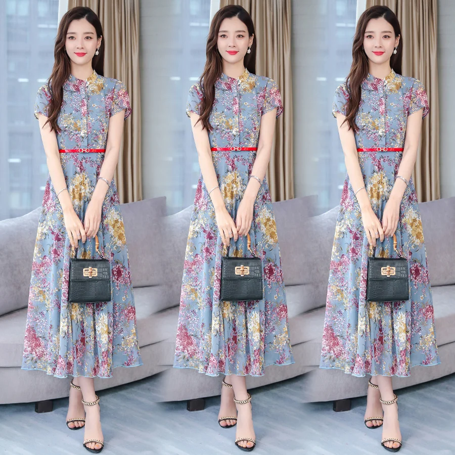 

Summer Elegant Vintage 3XL Plus Size Print Boho Maxi Sundress Women Party Vestidos 2019 Floral Chiffon Bodycon Beach Midi Dress