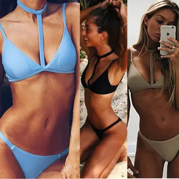 

Black Friday Deals New 2018 Summer Sexy Women Solid Padded Push-up Bikini Set Swimsuit Bathing Suit Swimwear Beachwear