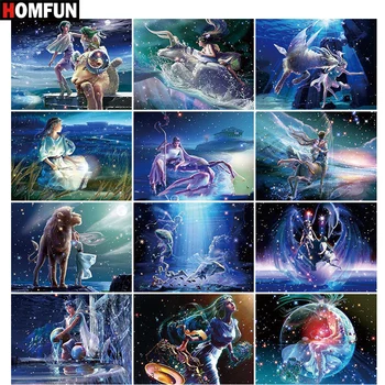 

HOMFUN Full Square/Round Drill 5D DIY Diamond Painting "12 constellations" 3D Embroidery Cross Stitch 5D Home Decor Gift