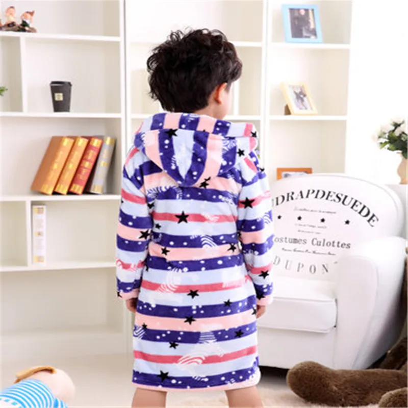 New Winter Kids Bath Robe Flannel Baby Girls Bathrobe Kids Clothes Boys children's Bathrobe Girls Robes