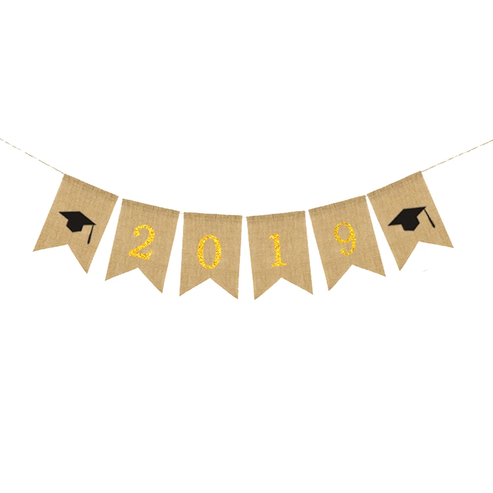 2pcs Hanging Decorative Linen Swallowtail Bunting Graduation