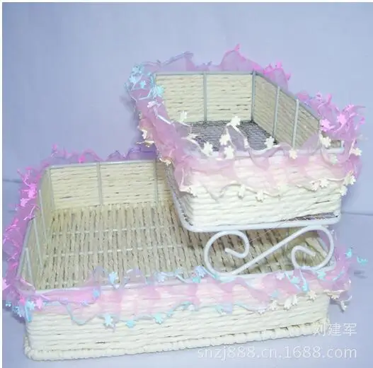 

50pcs/lot fedex fast Receive basket/storage basket handmade and durable ECO-friendly lace two layer baskets candy colors