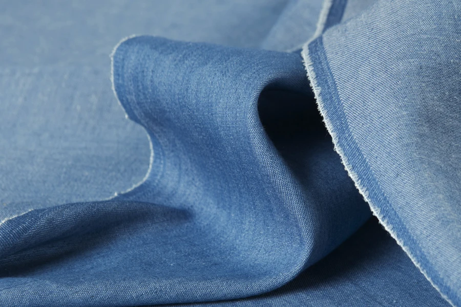 Kain katun polyester, Warna biru kain 