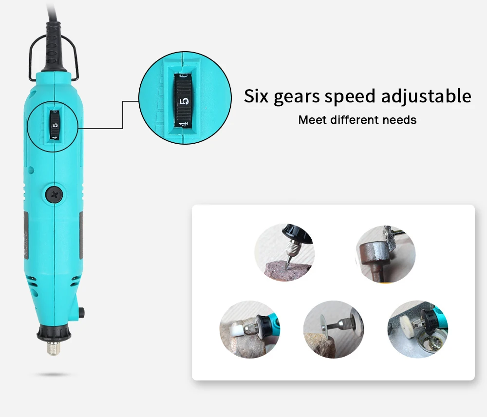 Электрический 6-Скорость гравюра мини-дрель шлифовальная полировальная машинка переменной Скорость Электрический мульти-функциональный шлифовальный станок комплект