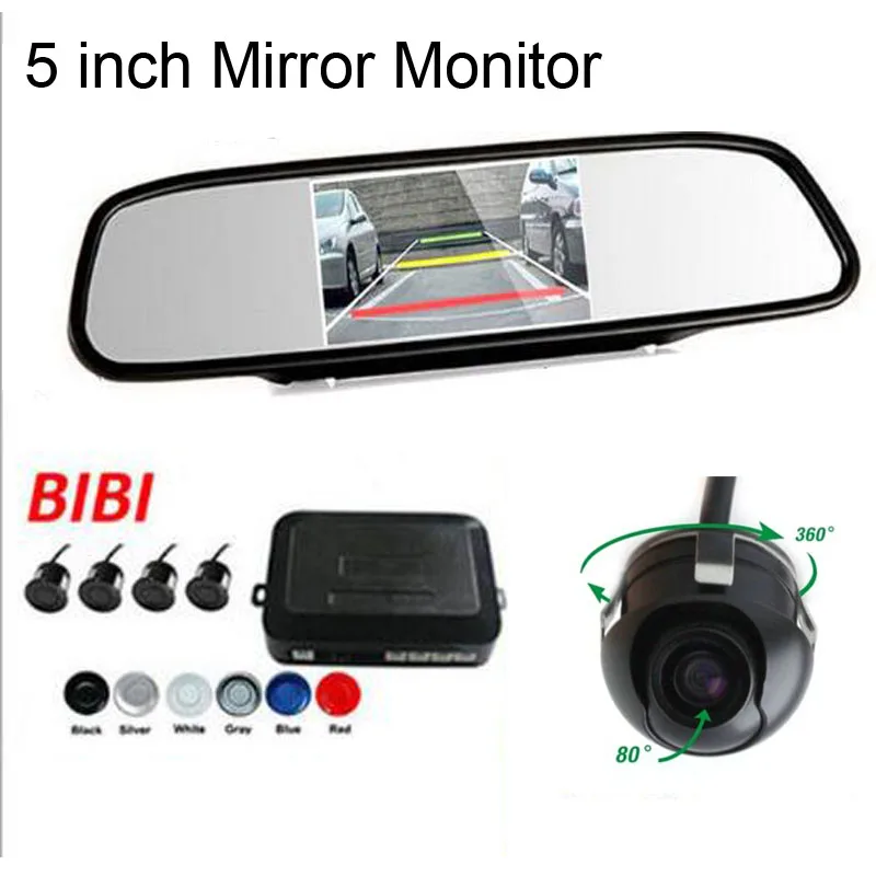 Genuine KOORINWOO 5" Car vehicle Mirror Monitor + Car Dual Core Parking Sensor Radar 4 Sensors