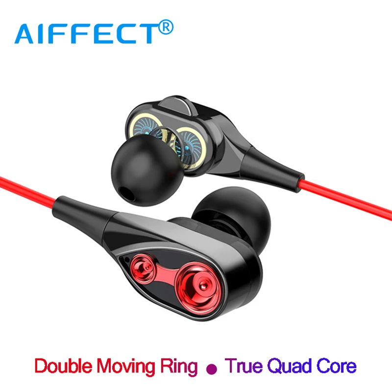 AIFFECT спортивные наушники HIFI тяжелый бас звук наушник двойной драйвер