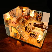 CUTEBEE DIY деревянный кукольный домик кукольных домиков Миниатюрный Кукольный дом мебель комплект Casa музыка светодиодные игрушки для детей, подарок на день рождения, M21