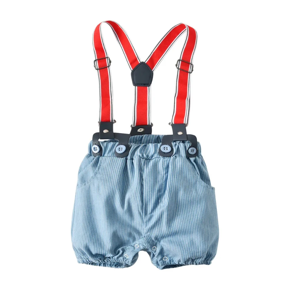 Комплект одежды для маленьких мальчиков г., Летний комбинезон с галстуком-бабочкой+ полосатые шорты на подтяжках комплект одежды из 2 предметов для новорожденных мальчиков