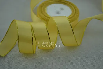 

new arrive 1" 25mm 0ne pieces/25Yards Gold Edge Satin Ribbon ,Jewelry Accessory,Gift packin
