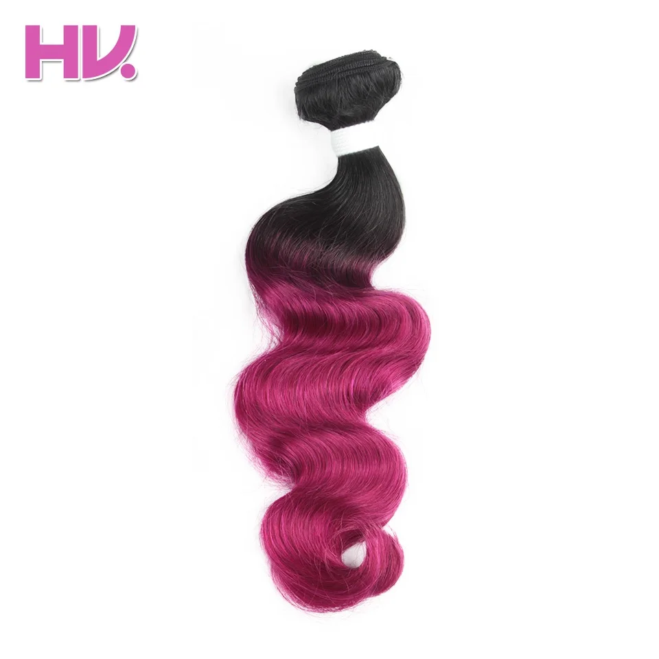 Hair Villa Pre-colored Human Hair Weave Brazilian Body Wave Hair Extensions 10-18 inch Non-Remy Hair Bundles Rose red brazilian-body-wave-hair-bundles