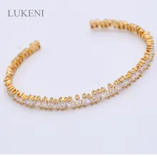 LUKENI Personality Fashion Women Gold Color/White Color Cubic Zircon Irregular Open Mouth The Bracelets Jewelry