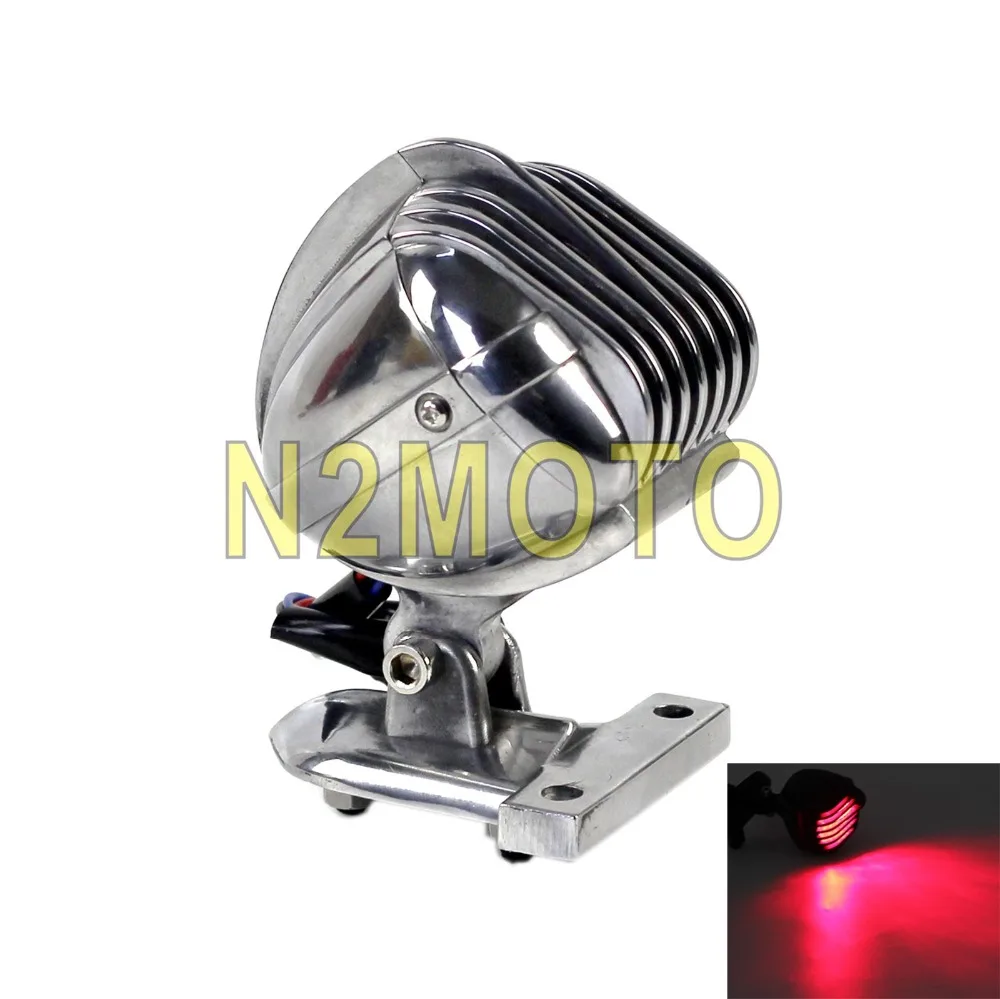 

Cafe Racer Polish Red Taillight Microphones Style Tail Brake Light Prison Grille Cover Rear Stop Lamp for Harley Chopper Bobber
