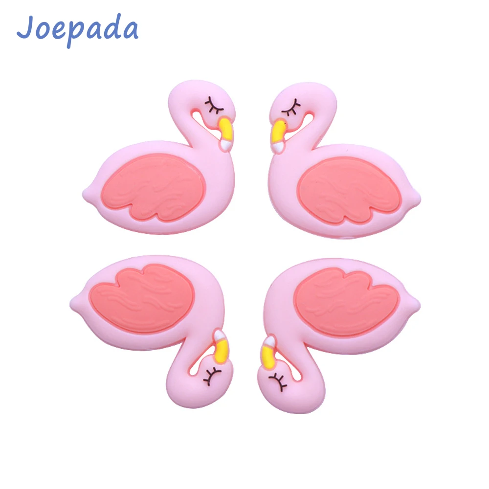 Joepada 100Pcs/lot Swan Silicone Teething Beads Food Grade Silicone Material for DIY Baby Teething Jewelry Necklace Baby Teether baby teether food grade silicone cartoon pig teething oral care newborn pacifier soother chew toys diy necklace pain relief