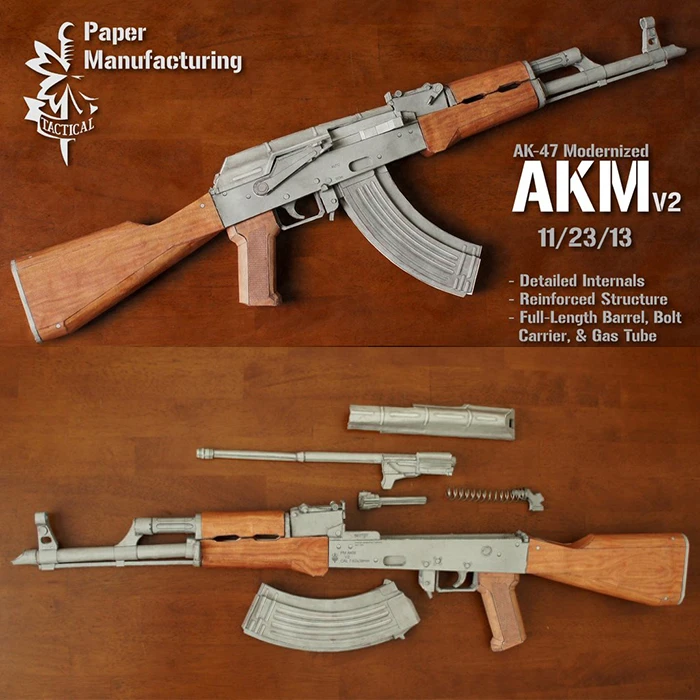 Free shipping AKM DIY gun paper model AK47 Paper model gun 11 scalepaper model gundiy