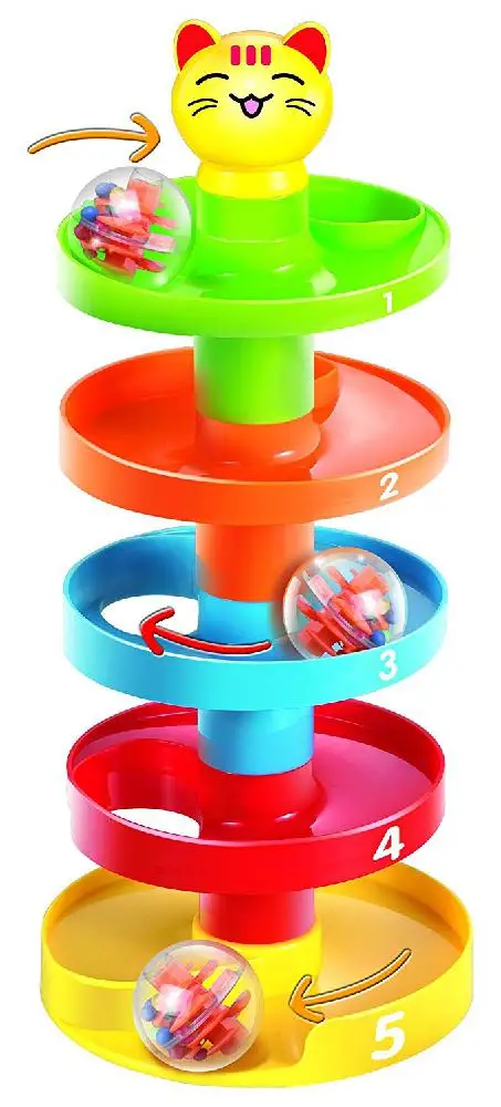 Rampas com Sino Brinquedo dos Desenhos Animados para Crianças Rctown Rotação Multi-colorido Esférico 5-camada 3 Cheap Brinquedos de encaixar