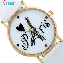 Watch OTOKY Willby Cute Striped Paris Eiffel Tower Watch Women Girl PU Leather Quartz Analog Wrist Watches 161213 Drop Shipping