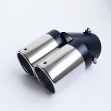 1 Set Automobile Tailpipes Double Burning Black Stainless Steel Car Silencer Exhaust Pipe Muffler Tail Tips