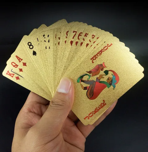 

Gold Waterproof Plastic Foil Poker Playing Cards Deck game toys for children