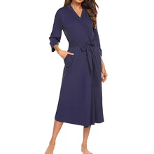 Женские одеяния хлопок легкий длинный RobeSoft пижамы v-образным вырезом Loungewear платье Ночная рубашка модные пижамы для женщин ночное белье