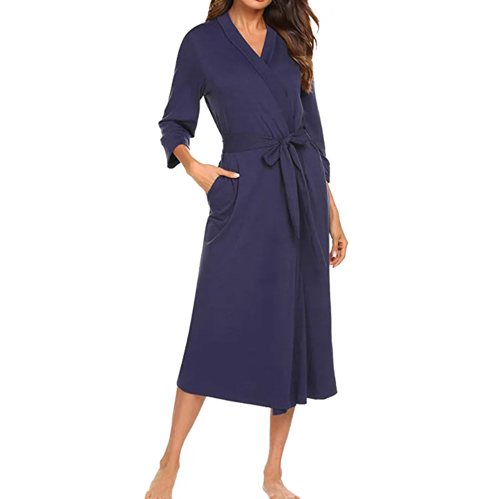 

Women Robes Cotton Lightweight Long RobeSoft Sleepwear V-Neck Loungewear Dress nightgown fashion pajamas for women nightwear