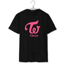 לוגו שם חבר פעמיים הדפסת קיץ שרוול הקצר o צוואר t tzuyu jihyo momo kpop חולצה חולצה טיז יוניסקס(China)