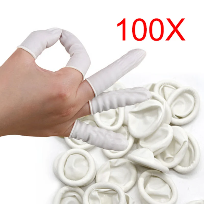 100 шт лапки для ногтей латексная защита для кончиков пальцев маленькие резиновые перчатки практичные одноразовые антистатические MSI-19