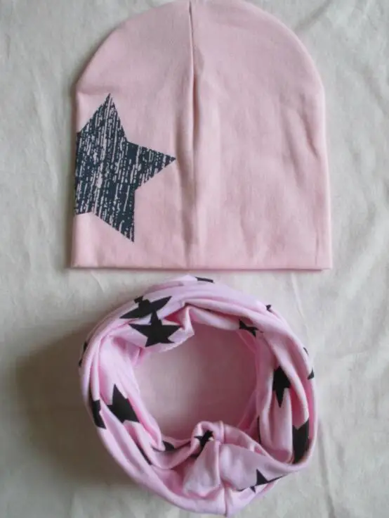 Bnaturalwell модная Круглая Шапка со звездами набор шапки и шарфа комплект из 2 предметов шапка для малыша Детская Весенняя теплая вязаная шапка 1 комплект H773D - Цвет: H060  Pink