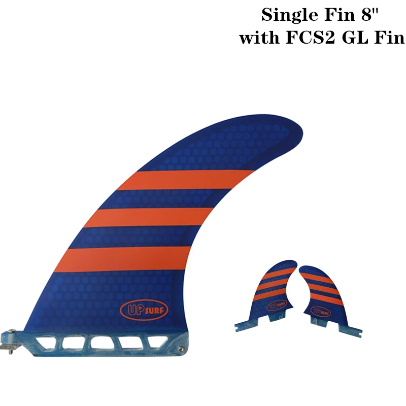 

Surf Longboard Fins Surfboard Single Fin 8" with FCS2 GL Fins Surf Blue/Red color Surfing Fin 8 Length