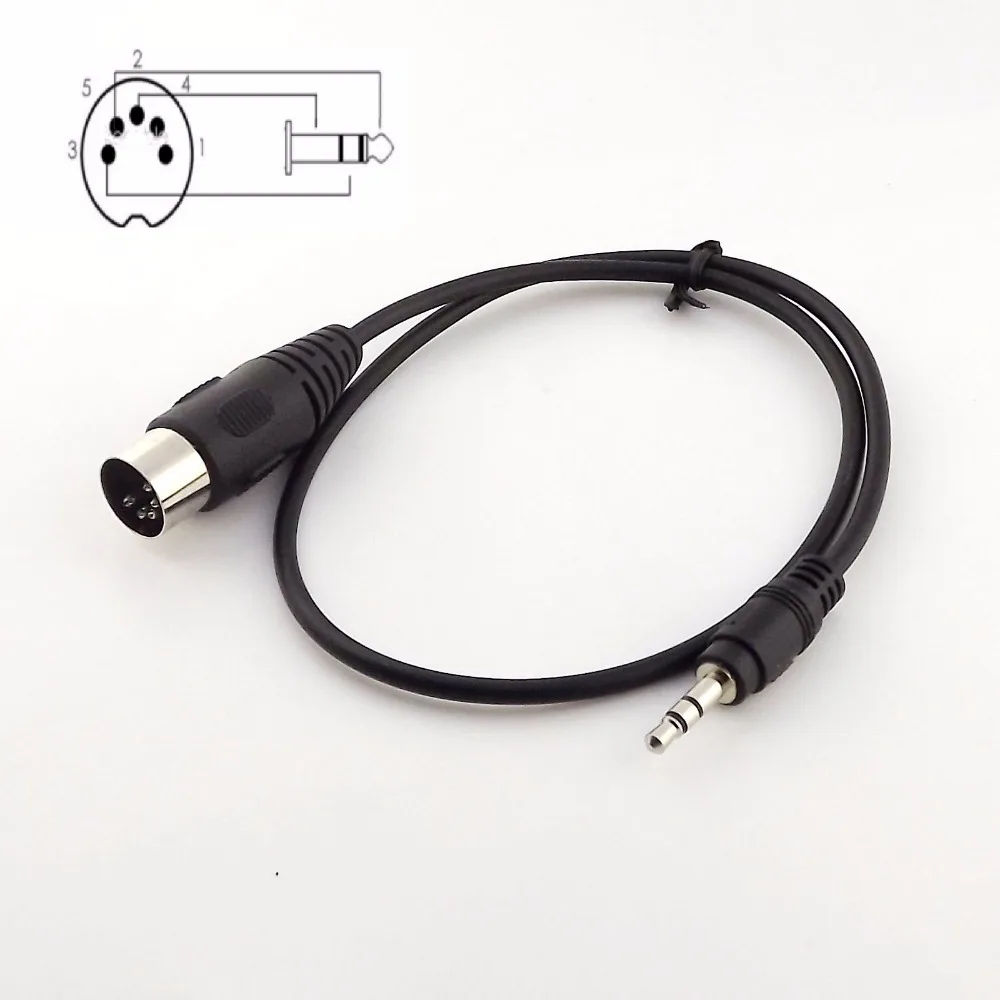 Câble Audio avec fiche mâle MIDI Din 5 broches vers Jack mâle stéréo 3