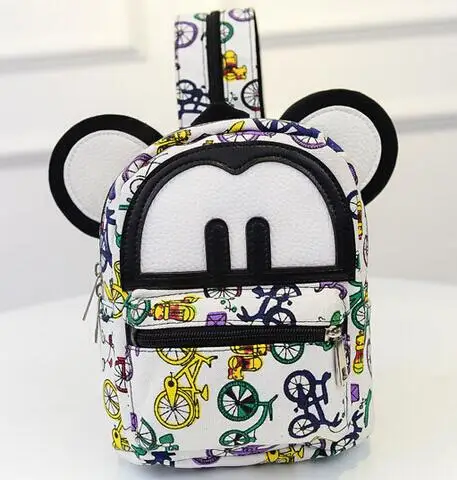 Canvas Mickey 3 Рюкзак с Микки Маусом из искусственной кожи, Женская мини-сумка, женский рюкзак с милым бантом, рюкзаки для девочек-подростков, школьная сумка, женская сумка через плечо - Цвет: Canvas Mickey 3