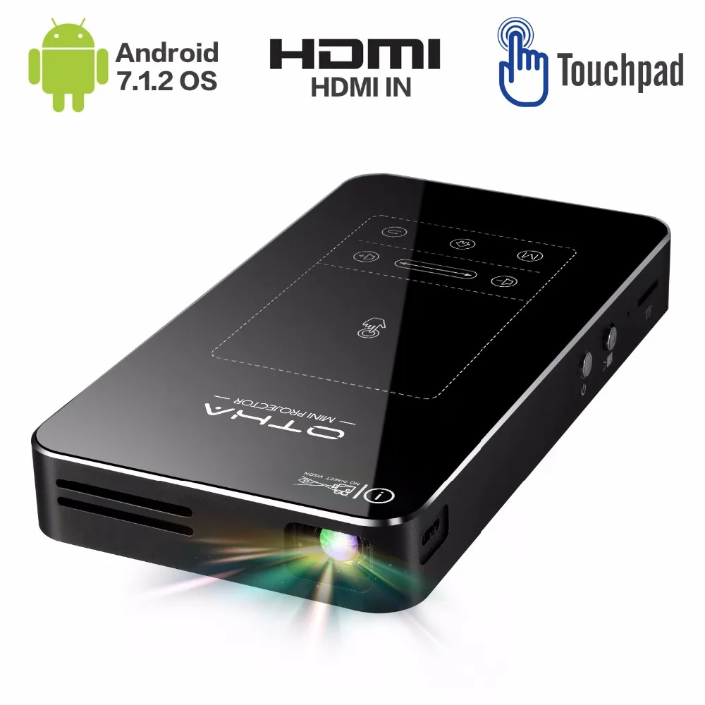 Kopen OTHA Mini Projector voor Telefoon Smart Projector met Touchpad 360 graden Beeld Flip Ondersteuning 1080 p HD Mini Android Projector HDMI IN