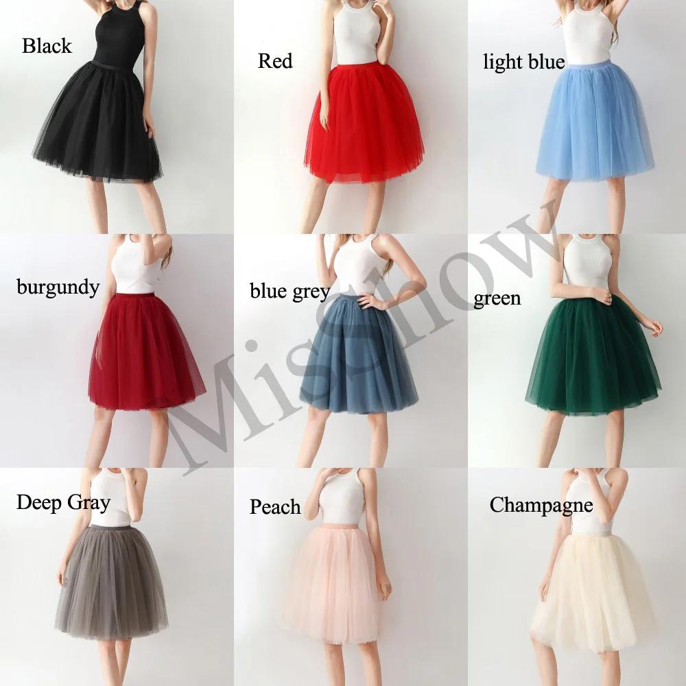 New-2019-Short-Petticoat-Tulle-Skirts-Womens-Elastic-Stretchy-65CM-6-Layers-Summer-Spring-Adult-Tutu