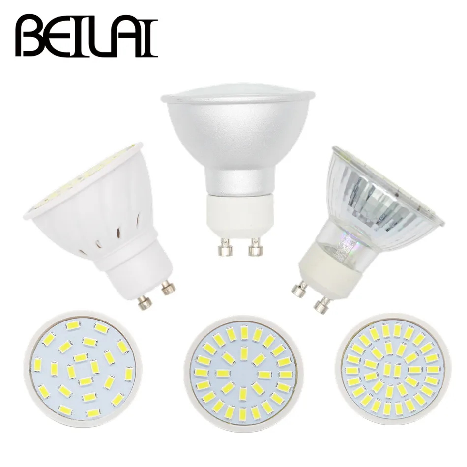 

10pcs GU10 LED Spotlight 220V 5730 Lampada LED Lamp GU 10 Plastic Glass Aluminum Candle Spot Luz LED Bulbs Light Home Lighting