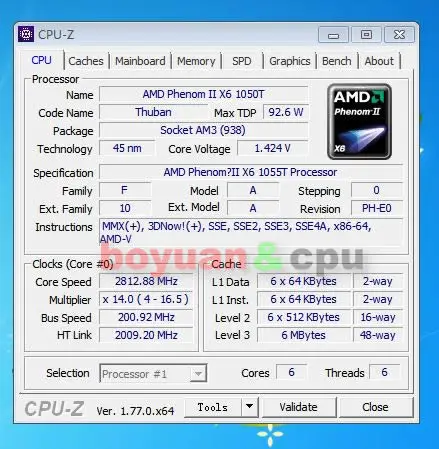 cpu computer AMD Phenom II X6 1055T 1055  2.8G 95W Six-Core CPU processor HDT55TWFK6DGR Socket AM3 laptop processor