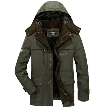 

Winter Parka Jacket Men Fleece Thick Warm Windbreaker Mens Outwear Military Hooded Collar Coat Men Big Size L-5XL Parka Hombre