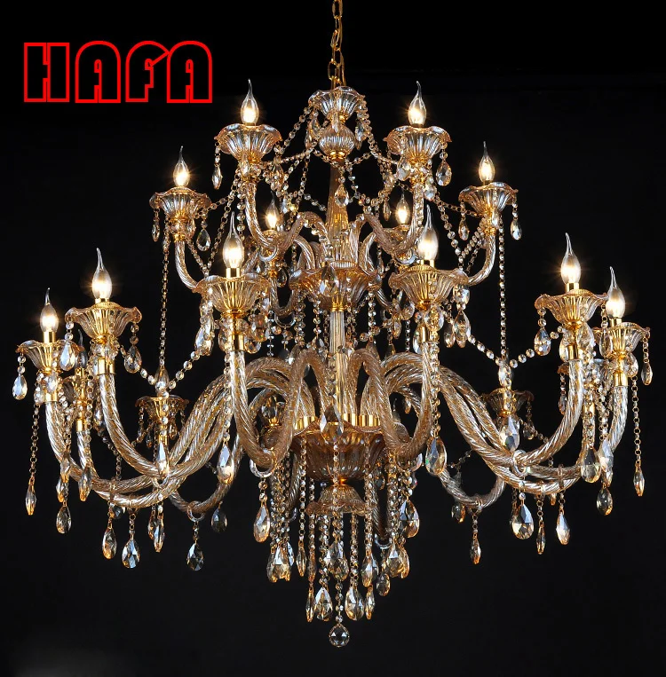 Buy 18 Lights Luxury champagne gold crystal Chandelier
