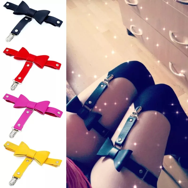 

QIMING Cute Kawaii Suspenders Garters Cute Bow Bowknot Adjustable leg Ring Bondage Cosplay Elastic Women Students Belt Gift