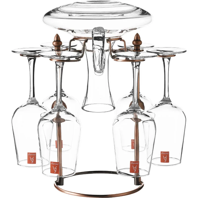 

Creative red wine glass decanter cup holder Wrought iron upside down hanging 6 cups goblet rack home decoration mx6221646