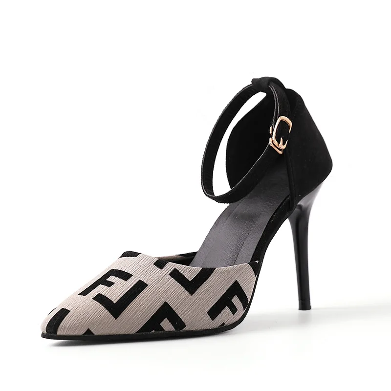 

Shoes woman 2019 Summer Ladies Shoes Super High heels Cotton Fabric Pointed Toe Fine Heel fashion Women's Pumps